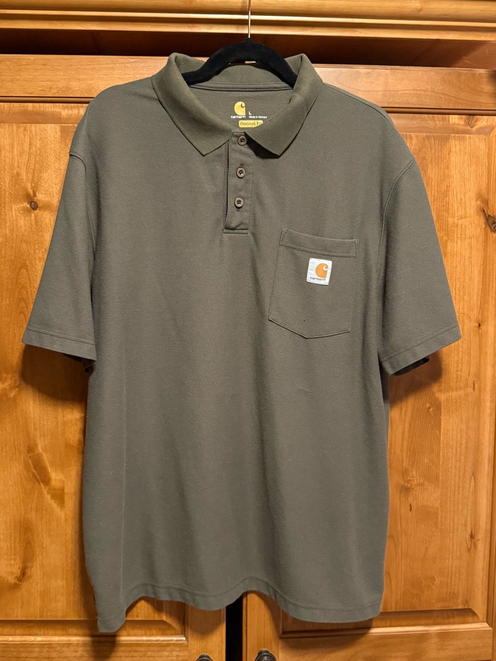Carhartt Olive Green Short-Sleeve Pocket Polo (L)